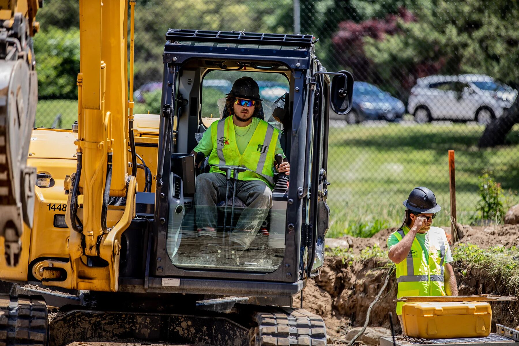 An excavator working against open sky at the Montrose VA site